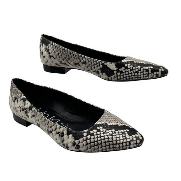 Calvin Klein Emerin Womens 6 Pointed Toe Vegan Snakeskin Slip Ons Comfort Shoes - Picture 2 of 15
